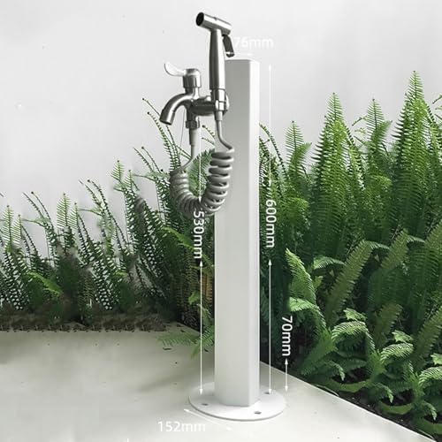 304 Stainless Steel Cylindrical Vertical Garden Water Column with Hose Stand ,Outdoor Anti-Freeze Faucet Column Watering Fountain Irrigation Post,Yard Water Dispenser Hydrant Floor Mount Water Tap - Image 2