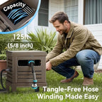 Relhost Hose Reel, Heavy Duty Metal Deck Box Hideaway Holds 125 ft x 5/8" Hose, Garden Hose Reel with Never-Leak System, Manual Crank Handle, Hose Guide, Ideal for Yards, Patios, and Garden Sheds - Image 3