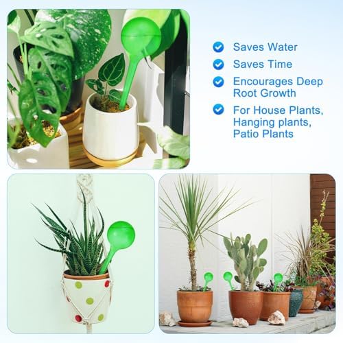 M METERXITY 3-Pack Plant Watering Globes, 10.5 Inch Plastic, Green - Image 6