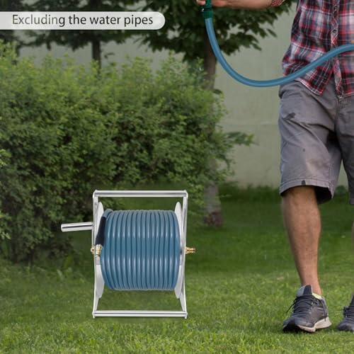 Stainless Steel Garden Hose Reel, Wall/Floor Mounted Metal Spool with Crank Handle, Water Hose Storage Rack for Outside Yard Patio, 160 Feet of Hoses Capacity - Image 5