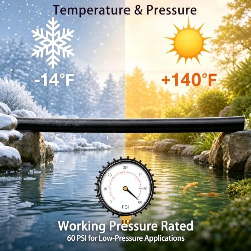 1/2 Inch ID x 100 Feet Black Vinyl Pond Tubing, Kinkproof Flexible PVC Water Garden Hose for Pumps, Fountains and Waterfalls, with 4 Stainless Steel Clamps - Image 5
