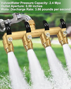 4 Way Hose Splitter, Heavy Duty Full Flow Garden Water Hose Bib Spigot Splitter, Brass Rust and Freeze Resistant Outdoor Faucet Splitter, T Adapter Connector with 3/4 - Inch GHT Thread （Black） - Image 6