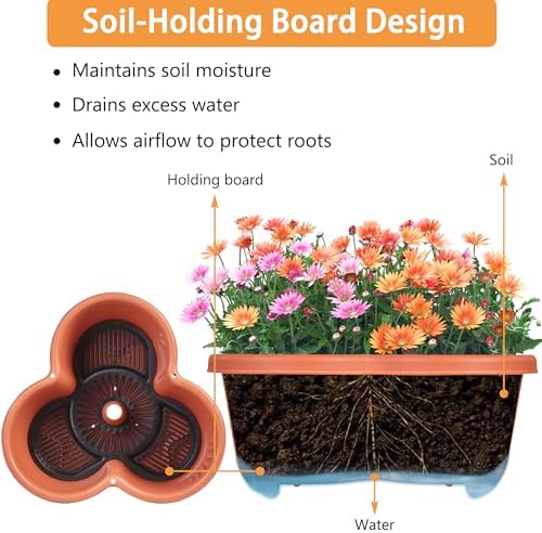 VECELO 7 Tier Vertical Garden Planter, Self Watering Stackable Planters with Wheels for Strawberries, Herbs, Flowers, Vegetables, Red - Image 4