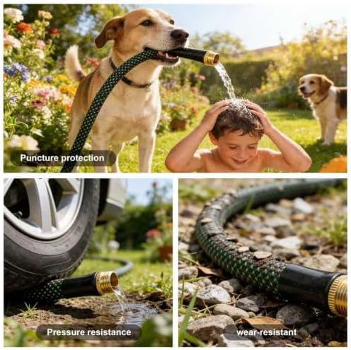 75ft Lightweight Non-Expandable Garden Hose with 10-Pattern Nozzle - Anti-Kink, Durable Triple-Layer Construction, Flexible All-Weather Hose for Watering, Car Wash, Pet Bathing - Image 6