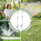 Funnymoom 2 Pack 3-arm Rotating Telescoping Sprinkler 360 Degree Swivel Garden Sprinkler High Rise Lawn with Step Base up to 41.7 Inch for Large Area Coverage (Silver) - Image 6