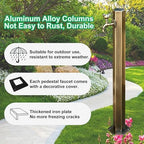 Antique Bronze Outdoor Water Column with Faucet Hose Stand, Stainless Steel Garden Tap Vertical Floor Mounted Hydrant Water Spigot for Irrigation Washing, 50/86cm(Bottom Inlet,86cm/33.7in,Style 1) - Image 5