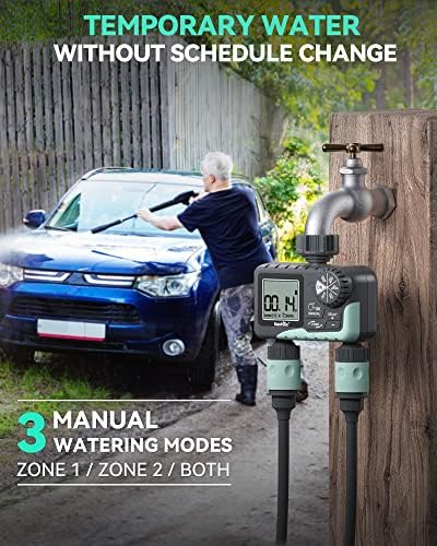 RAINPOINT Sprinkler Timer with Brass Inlet & Outlet, Programmable Hose Timer for Garden Soaker Hose, Water Timer with Rain Delay/Manual Watering System, Digital Drip Irrigation Timer for Yard, Lawn - Image 5