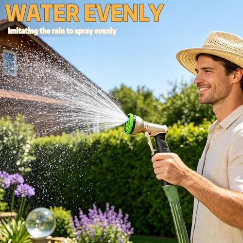High Pressure Hose Sprayer - Heavy Duty Metal Garden Hose Nozzle with 9 Adjustable Spray Patterns, Water Spray Nozzle for Watering Plants, Lawn Care, Car Wash & Pet Cleaning (green) - Image 7