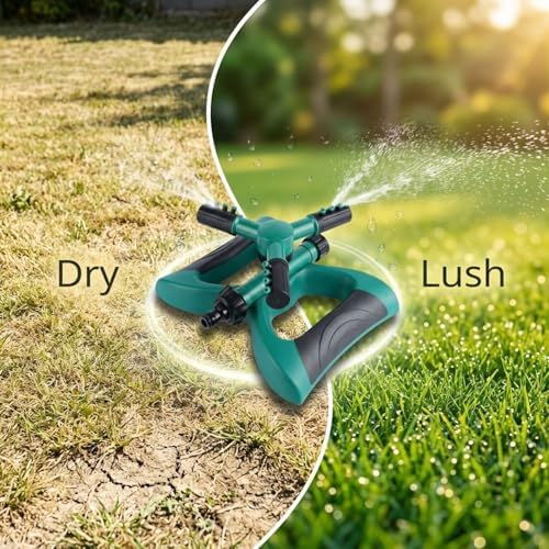 Garden Sprinkler System, Automatic 360° Rotating Three-Arm Butterfly Sprayer for Lawn Irrigation, Sturdy ABS TPR PP, Includes Connectors, 9.4 x 7.1 x 3.9 in - Image 3