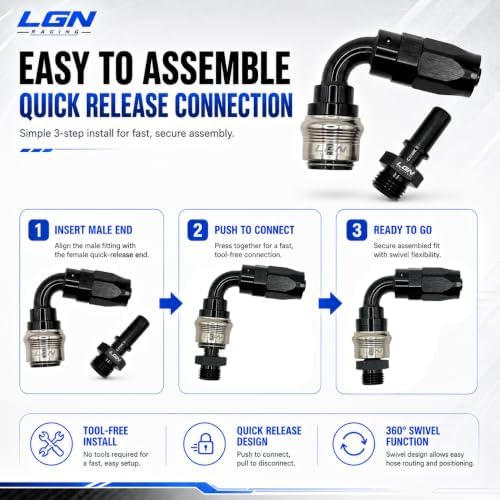 10AN 45 Degree Quick Release AN Fitting | Snap Lock Design | Swivel End Adapter | Designed For Racing | CPE Hose Compatible | Male End Sold Seperately - Image 3