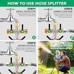 Love Is War 4 Way Hose Splitter, High-Flow Heavy Brass Garden Hose Splitter,4 Way Faucet Hose Splitter, 3/4", Hose Spigot Adapter With 4 Valves - Image 4