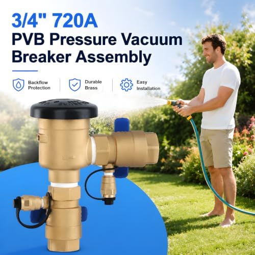 2 Pack 3/4 Inch Backflow Preventer, Brass Pressure Vacuum Breaker Assembly, 400 PSI Sprinkler Backflow Valve for Lawn Irrigation, Garden Water Lines and Outdoor Anti-Siphon Protection - Image 6