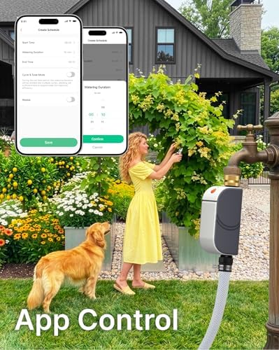 Smart Bluetooth Water Timer for Garden Hose, Heavy-Duty Brass Inlet Water Hose Timer Outdoor, Set & Forget Programmable Irrigation Controller with App, One-Button Manual Watering, IP65 Waterproof - Image 2