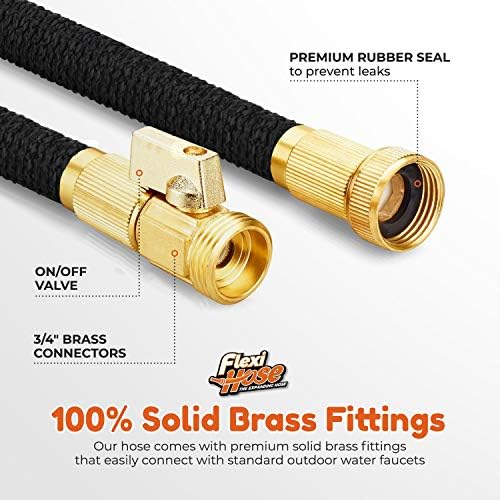 Flexi Hose Lightweight Expandable Garden Hose, 50FT - Retractable Garden Hose, Water Hose - No-Kink Flexibility, 3/4 Inch Solid Brass Fittings and Double Latex Core - Image 4