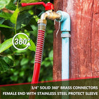 5/8" Garden Hose 20ft, -40℉ To 190℉ Hot/Cold Rubber hose, Red - Image 5