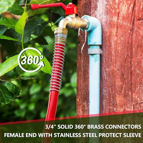 5/8" Garden Hose 20ft, -40℉ To 190℉ Hot/Cold Rubber hose, Red - Image 5