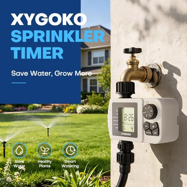 Sprinkler Timer, Programmable Garden Hose Faucet Water Timer with Rain Delay, Manual and Auto Irrigation System, Lawn Outdoor Watering Controller - Image 2