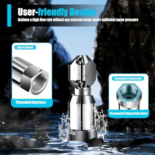 Rotating Spraying Tank Jet Nozzle 3/4” Internal Thread Washing Nozzle 3 Jet Head Stainless Steel Washing Nozzle Rotating Pressure Washer Nozzle Slivery - Image 6