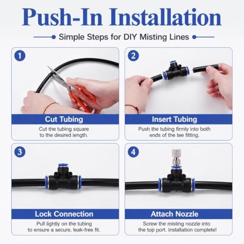 Outdoor Misting Nozzle Kit – Automatic Watering Atomizing Tee System for Garden Cooling, Easy Installation, 100m (328.1ft) Irrigation Solution for Hot Weather - Image 7