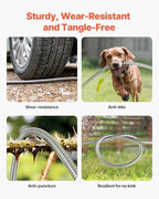 VEVOR Garden Hose Metal 100FT – Heavy Duty Stainless Steel Water Hose, Flexible, No Kink & Tangle, Puncture Resistant & Rust Proof, Lightweight w/ 10-Function Spray Nozzle for Yard, Outdoor, Gardening - Image 3