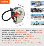 VEVOR Fuel Hose Reel, 3/4 inch x 66 ft Retractable, Spring Driven Auto Swivel Rewind, 300 PSI, Heavy-Duty Carbon Steel Construction with Industrial Grade Rubber Hose, for Diesel Fuel, Kerosene - Image 7