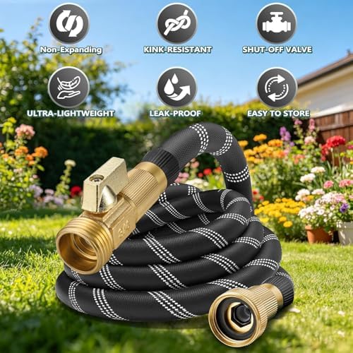 50 ft Garden Hose, Non-Expandable Lightweight All-Weather Water Hoses, Ultra Durable and Flexible Garden Hose with 10-Function Spray Nozzle, Leak-Free Connections Garden Hoses for Yard, Lawn,Outdoor - Image 2