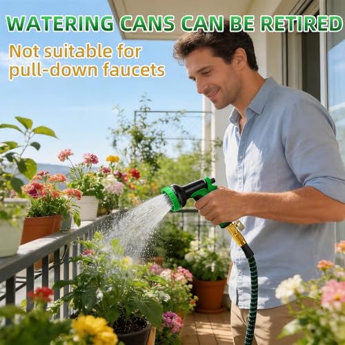 Indoor Sink Hose Attachment for Faucet - (50 FT) Faucet Hose with 7 Adapters for Kitchen Sink Bathroom Sink Faucet, Watering Houseplants, Washing Pets Car Household Cleaning 10-Function Nozzle - Image 6