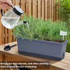 Window Box Planter 4 Packs, 17 Inches Rectangle Flower Pots with Drainage Holes & Trays, Pots for Vegetables, Herbs, Flowers, Garden Windowsill Balcony (Grey, 17 * 5.1 * 6 inch) - Image 3