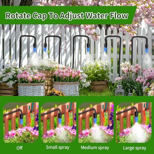 Drip Irrigation System, 165FT Garden Watering System with Water Timer for Garden Hose, Garden Irrigation with Soaker Hose & 3 Adjustable Nozzles, 80PCS Tool-Free DIY Setup for Greenhouse, Lawn - Image 5