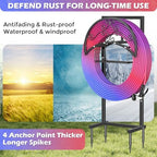 OLV Garden Hose Holder, Freestanding Water Hose Holder Stand with Storage Basket Holds 150-ft Pipe, Heavy Duty Outdoor Decorative Metal Hose Storage Hanger Rack for Outside Yard Lawn Farm - Image 6