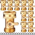 MorningRo 10 Pack Brass Garden Hose Shut Off Valve Heavy Duty 3/4 Inch Water Hose Shut Off Valve Solid Brass Garden Hose Connector Hose Valve with 10 Extra Rubber Washers by MorningRo