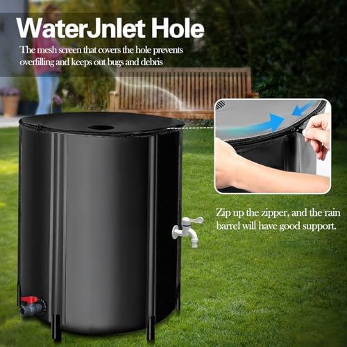 Collapsible Rain Barrel 100-Gallon, Portable PVC Rainwater Collection Tank with Spigots and Overflow Kit, Foldable Water Storage Container for Garden, Lawn and Outdoor Use - Image 4