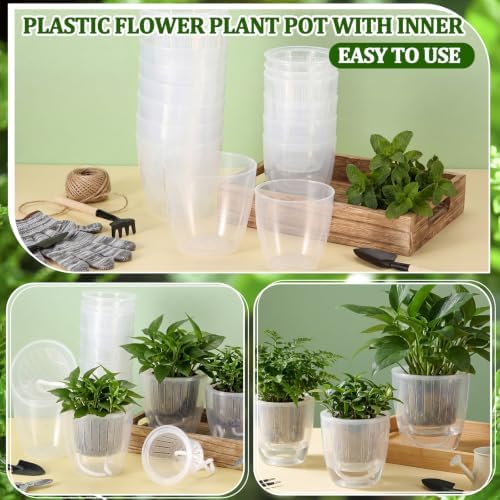Self Watering Plant Pots, 3.5''/4.3'', Transparent, 36 Pcs - Image 5