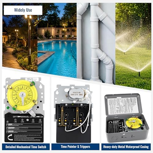 T104 Mechanical Timer Switch, Pool Pump Timer, 208-277V 40A DPST - Image 3