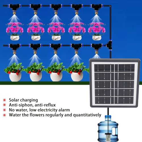 Solar Automatic Drip Irrigation Kit, Solar Powered Watering Device with 12 Timing Modes and Anti Siphon Valve, Supports 10 Pots for Indoor Outdoor Garden Balcony Use - Image 2