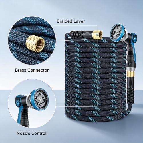 Non Expanding Garden Hose 100 Ft Kink Free Flexible Water Hose with - Image 4