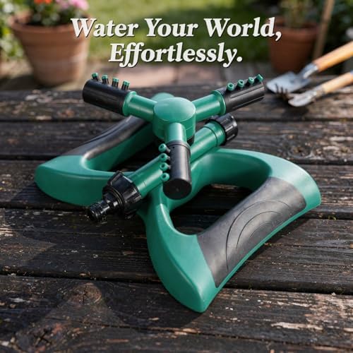 Garden Sprinkler System, 360° Rotating Automatic Three-Arm Butterfly Sprayer for Lawn Irrigation, Sturdy ABS TPR PP Construction with Connectors, 9.4 x 7.1 x 3.9 in - Image 4