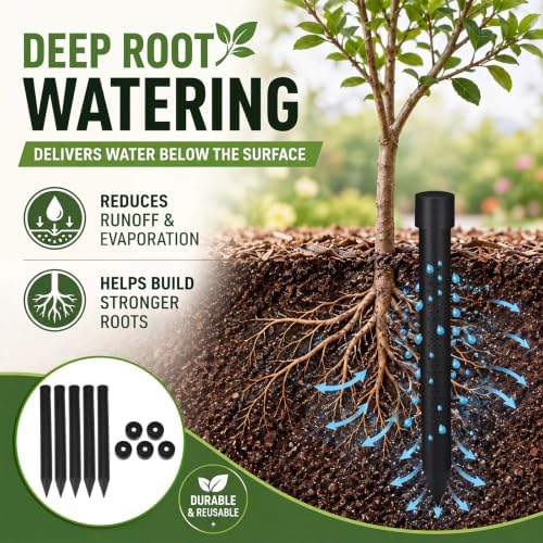 Junkin 5 Pack 14 Inch Large Deep Root Watering Stake, Black 5 - Image 5