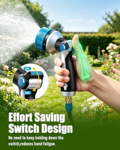 2 Pack Garden Hose Nozzle, Heavy Duty Metal Sprayer with Adjustable Spray Patterns, Easy Water Flow Control & Leak Proof Design - Image 3