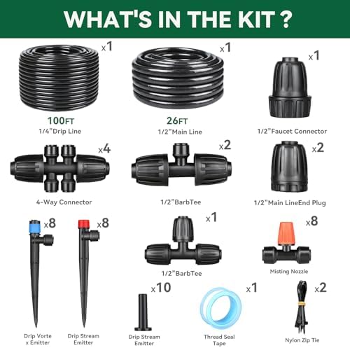 Drip Irrigation System for Garden, 2026-Upgraded Quick Connect Garden Watering Kit All-in-One with 1/2 inch 1/4 inch Irrigation Tubing for Garden, Lawn, Greenhouse, Raised Beds (126FT) - Image 2