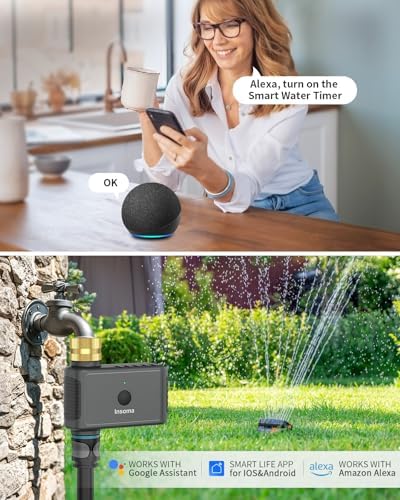 WiFi Hose Timer with Brass Inlet, Smart Water Timer 1 Zone, Sprinkler Timer w/WiFi hub for Remote Control via 2.4Ghz WiFi, Voice/App Controls with Alexa & Google Assistant, for Lawns Yards - Image 3