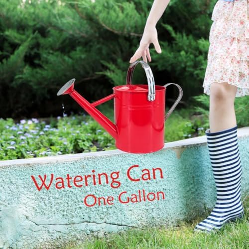 Metal Watering Can 1 Gallon for Indoor and Outdoor Plants Red - Image 5