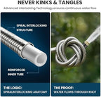 Metal Garden Hose 50FT, Stainless Steel Water Hose with 10 Function Nozzle, Solid Brass Fittings, Lightweight, Kink-Free & Dog Chew Proof for Lawn, Yard, RV, Car Wash, 550PSI - Image 4