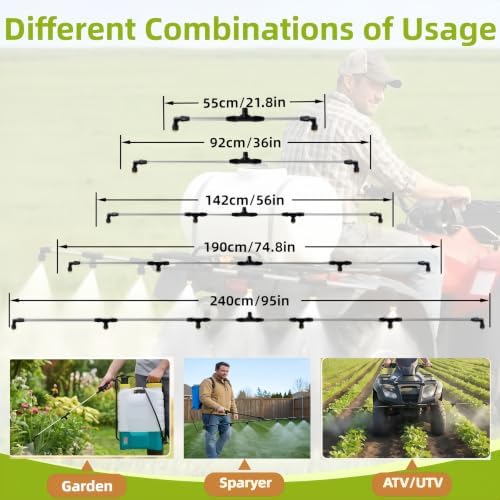 7.5" ATV Sprayer Boom Kit, 6 Nozzles 3 Spray Modes, Stainless Steel Rod for ATV UTV Tractor Lawn Farm Sprayer - Image 2