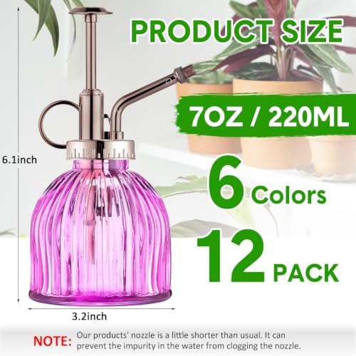 Maxdot 12Pcs Glass Plant Mister Spray Bottle 220ml, Copper Sprayer - Image 3