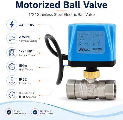 Motorized Ball Valve - 1/2" Stainless Steel Electric Ball Valve AC 110V NPT 2 Wires Normally Closed - Image 2