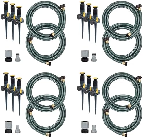 Melnor 65191AMZ Adjustable Spike Set Sprinkler Bundle,Green,Yellow,(Pack of 4) by Melnor
