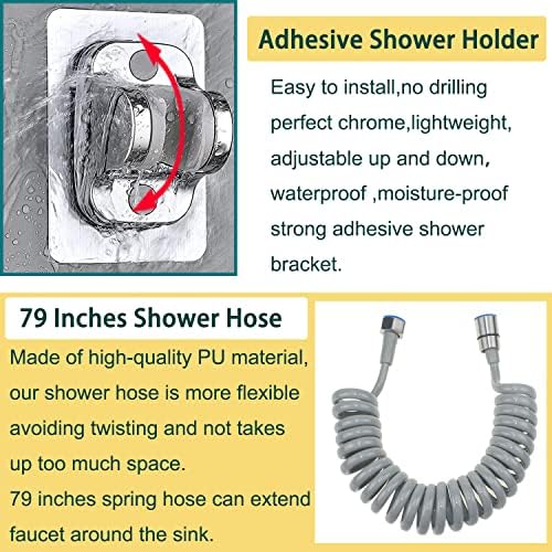 Kitchen Faucet Hose Attachment, Sink Sprayer Attachment with Sprayer Replacement Head, 79” Recoil Hose, Pressurized Faucet Aerator and Diverter Valve (5 Adapters) for Washing Fruit/Dishes, Pet Shower - Image 6