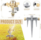 Blushtier 2 Pack Brass Impact Sprinklers for Yard Adjustable Lawn Sprinkler with Heavy Duty Brass Head and Aluminum Spike Base Tape Lawn Equipment for Large Area Yard Patio Garden Irrigation - Image 2
