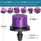 Drip Irrigation Emitters 500pcs Adjustable 8-Holes Drippers Irrigation Spinkler Nozzle Balcony Greenhouse Watering Emitters(G-Purple Round) - Image 2